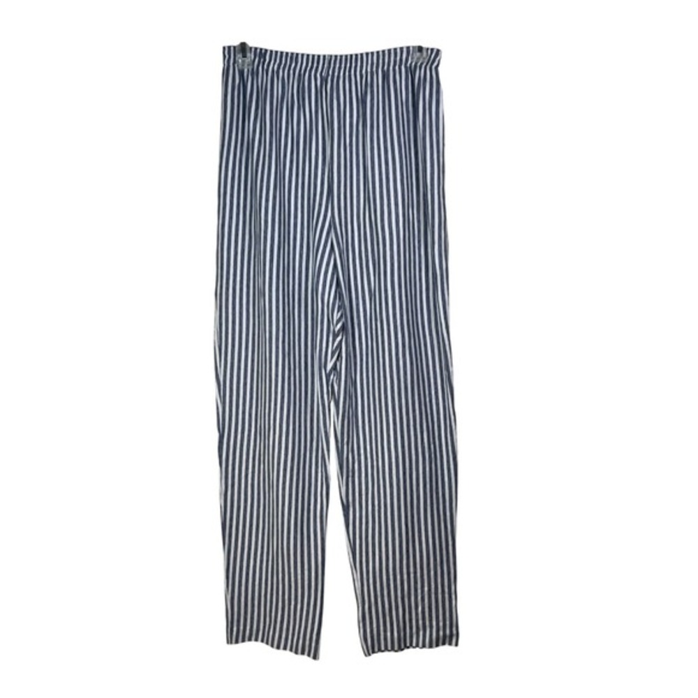 Cathy Daniels Navy White Striped Elastic Waist Knit Pants L‎ spring nautical vtg